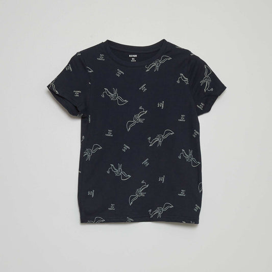 Patterned T-shirt BLUE