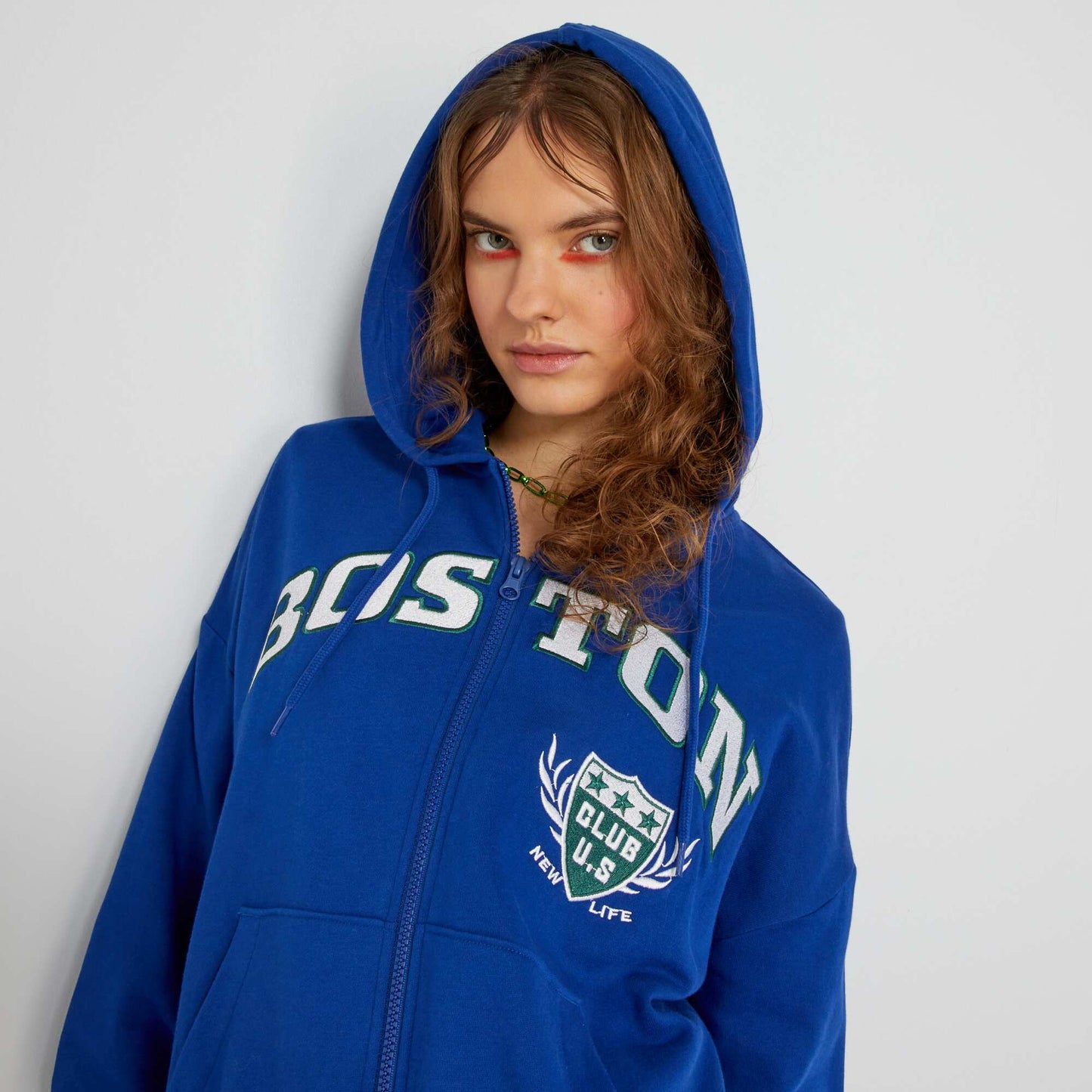 USA print hoodie BLUE