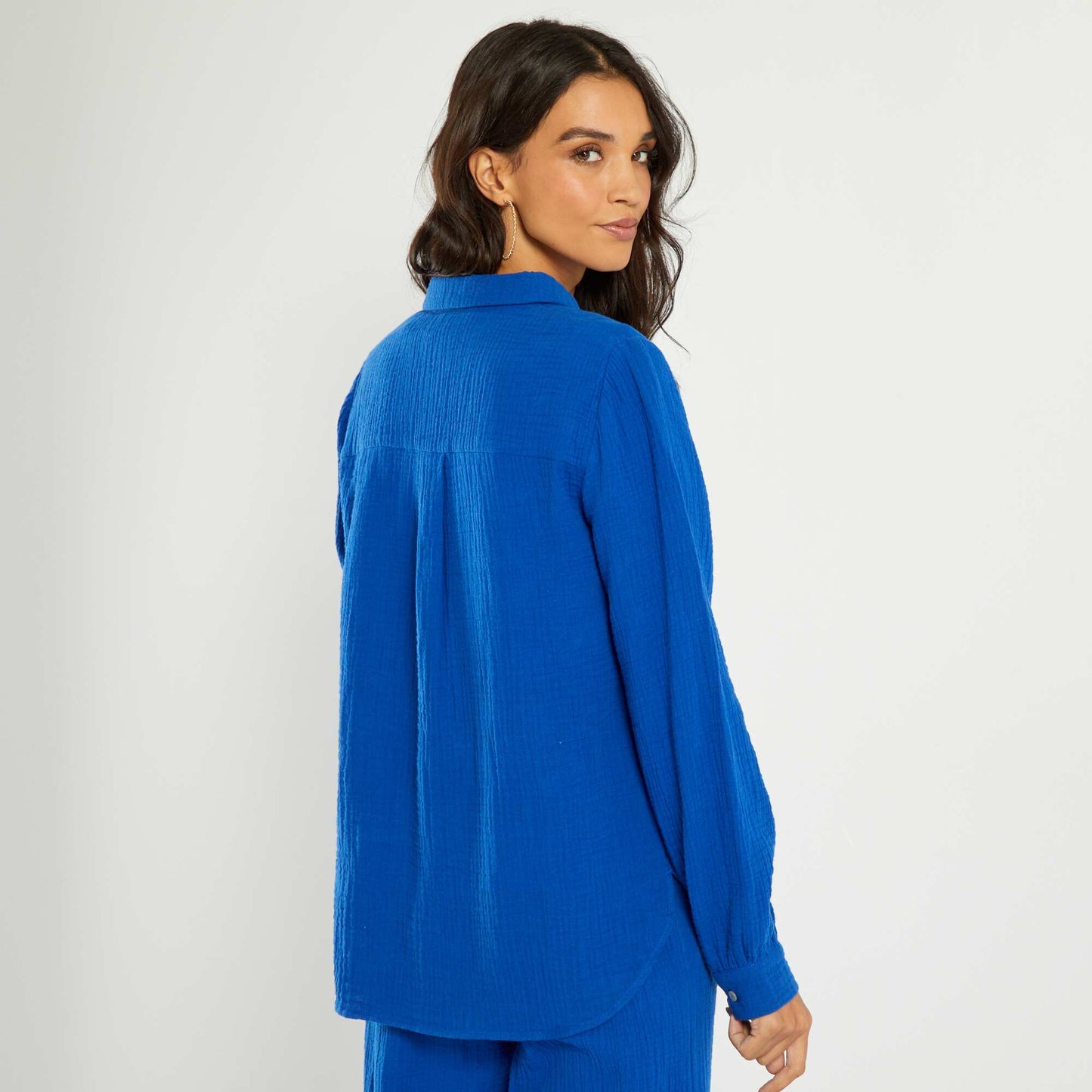 Cotton gauze shirt BLUE