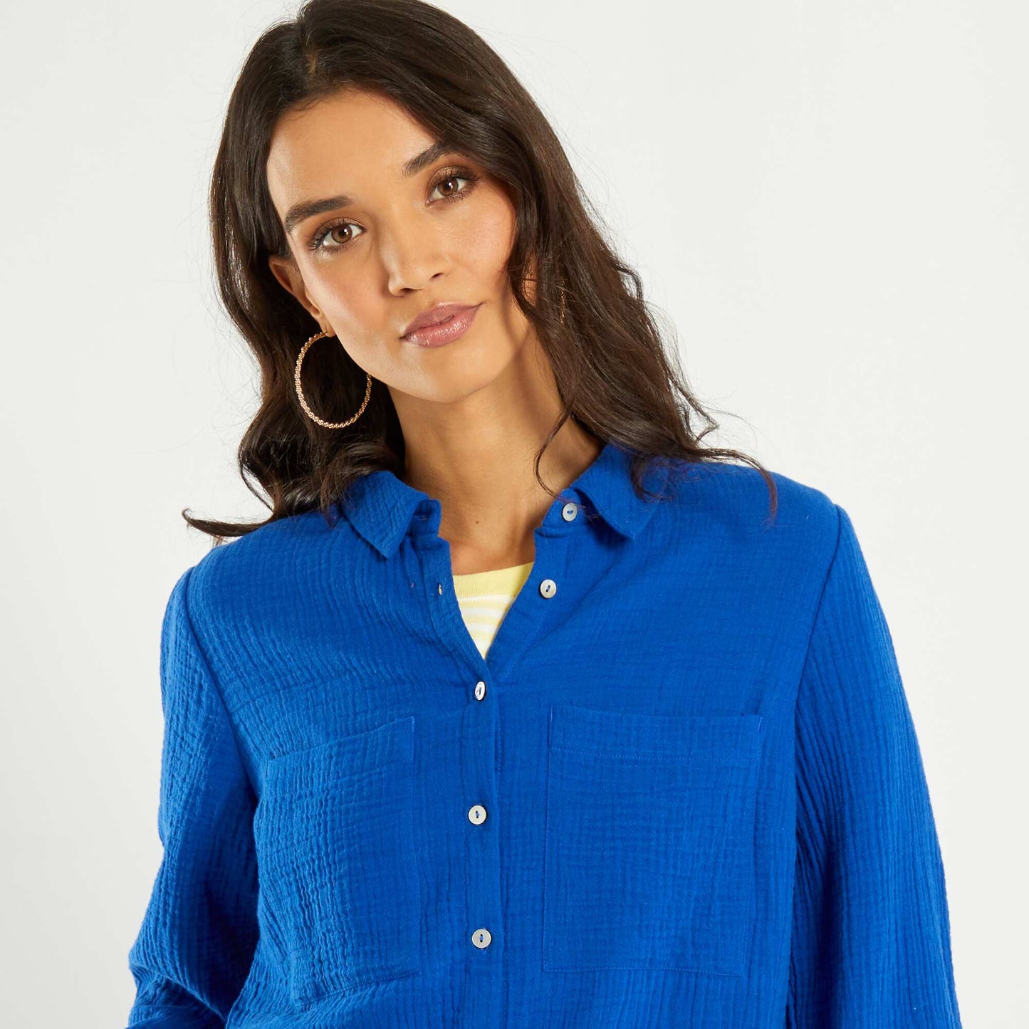 Cotton gauze shirt BLUE