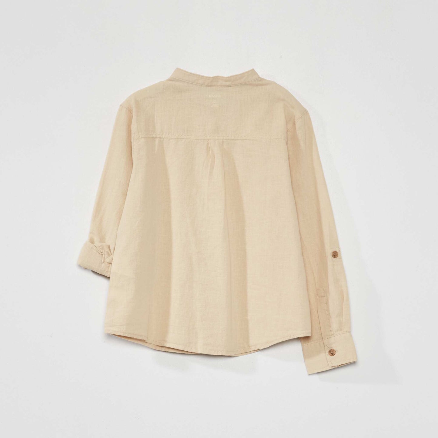 Linen shirt with mandarin collar BEIGE GRAY