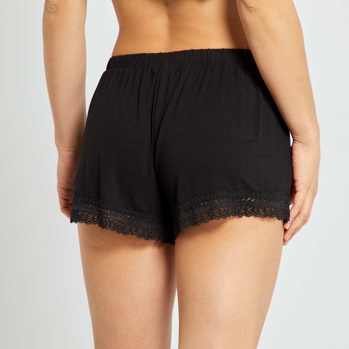 Pyjama shorts with lace Black