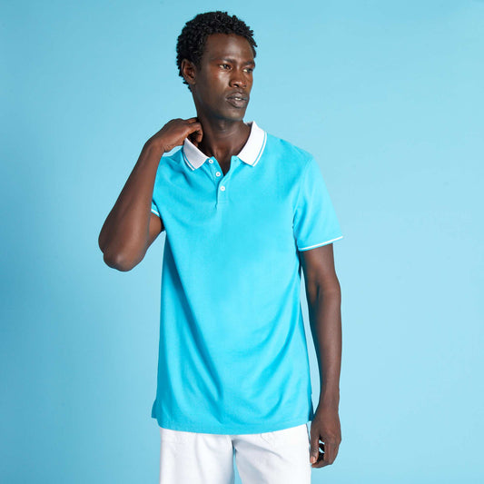 Cotton piqué polo shirt turquoise