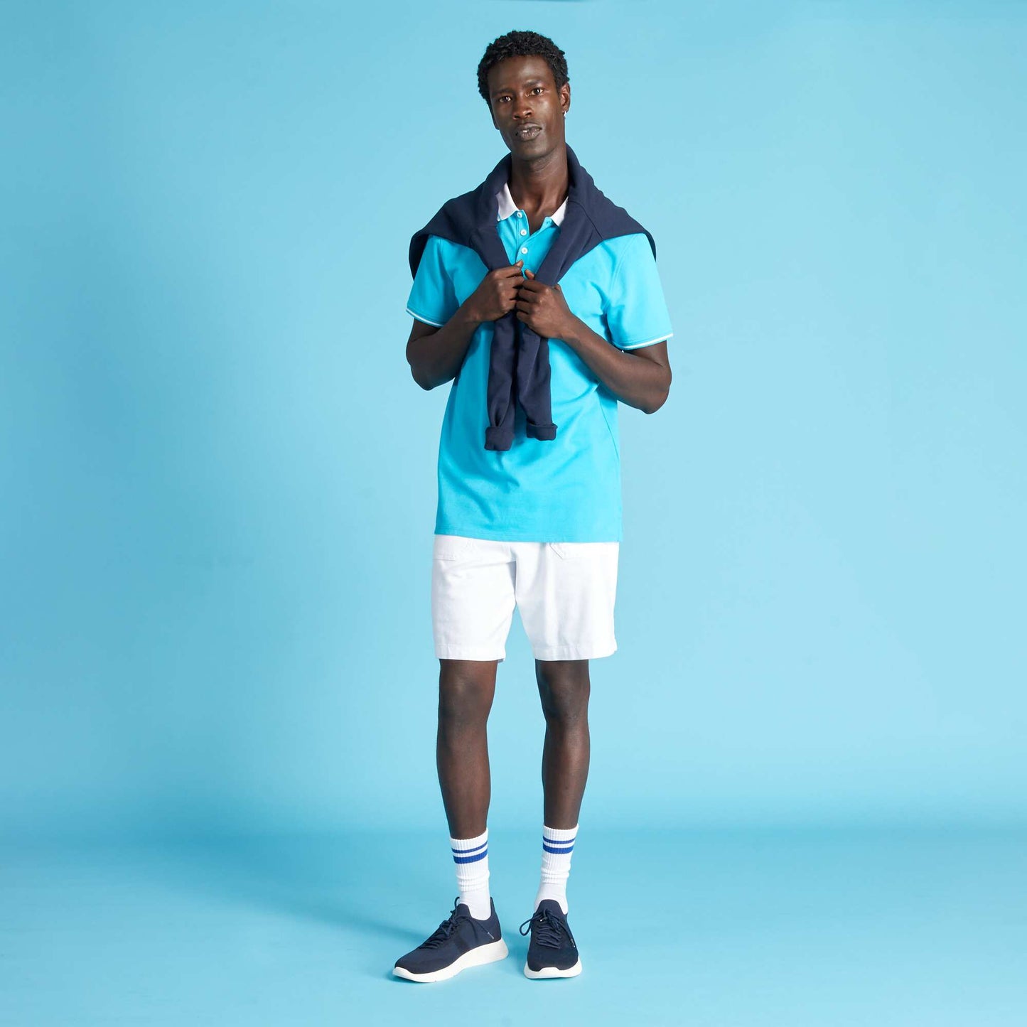 Cotton piqué polo shirt turquoise