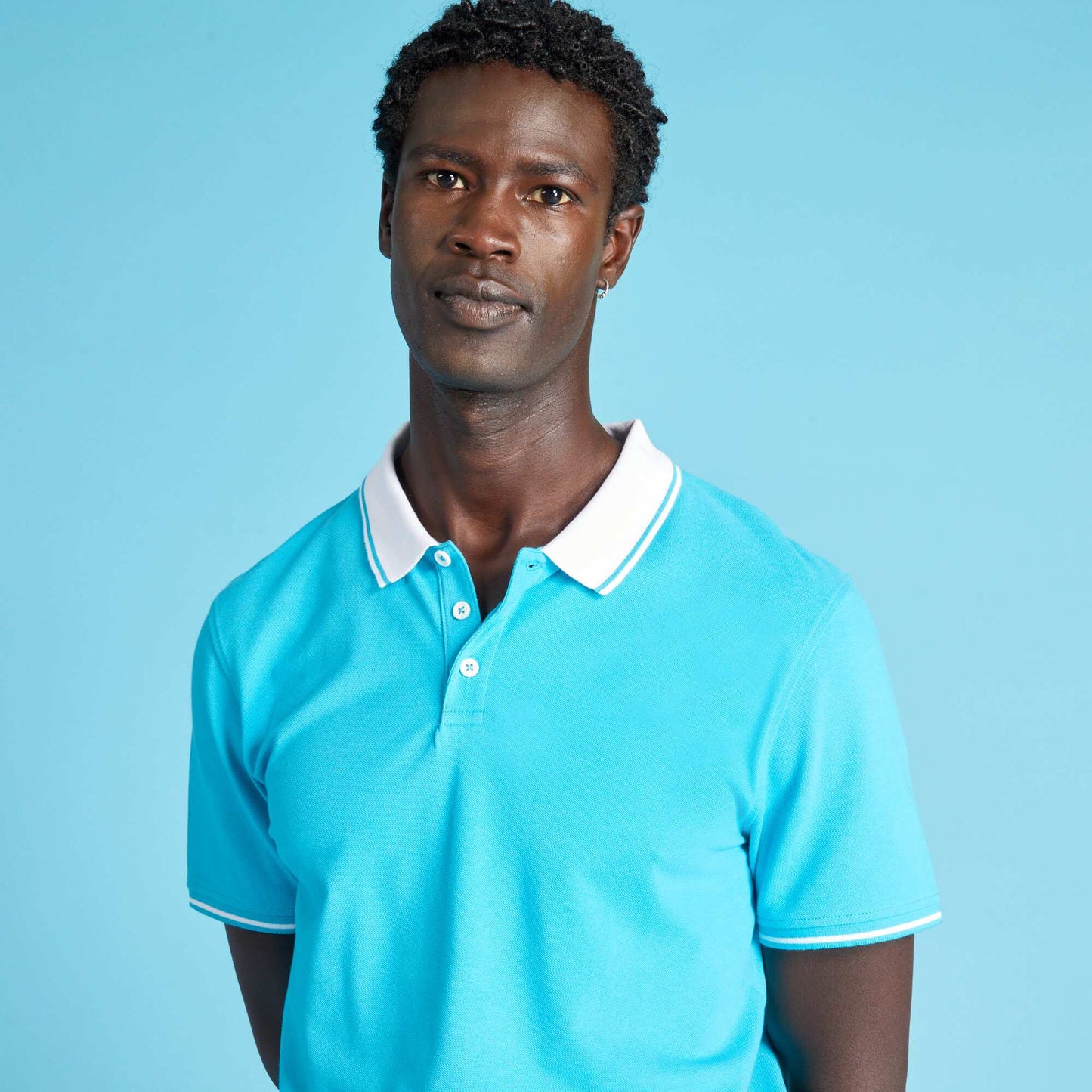 Cotton piqué polo shirt turquoise