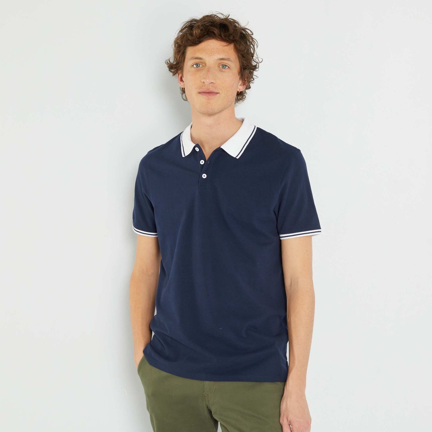 Cotton piqué polo shirt blue