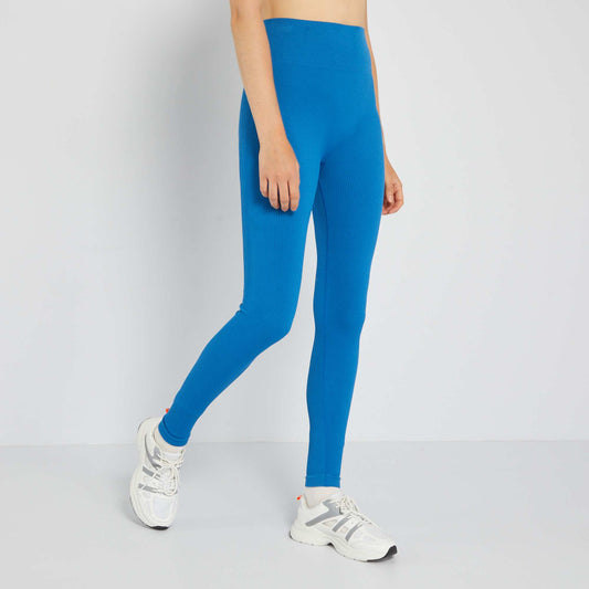 Ribbed knit sports leggings blue