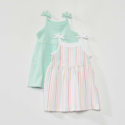 Set of 2 jersey knit dresses GREEN