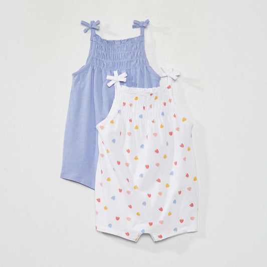 Pack of 2 smocked rompers WHITE