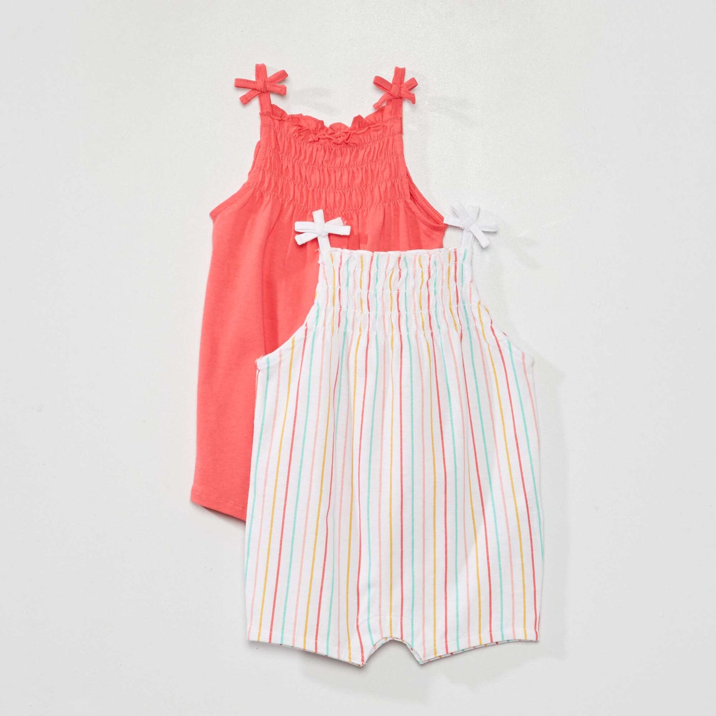 Pack of 2 smocked rompers WHITE