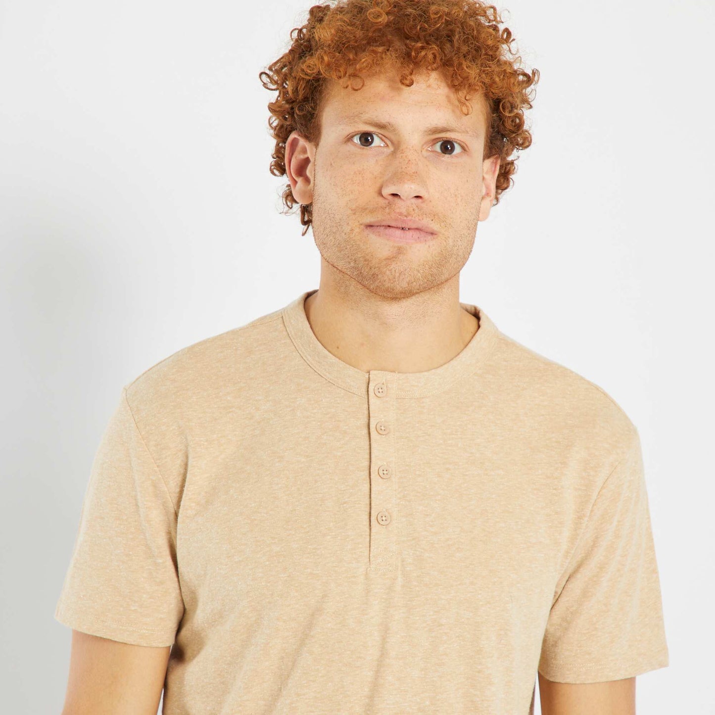 Marl-effect T-shirt BEIGE